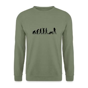 Evolution Ehe - Unisex Pullover - Armeegrün - Vorne - Alina (178cm) & Michal (187cm)
