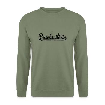 Buschreiterin - Unisex Pullover - Armeegrün - Vorne - Alina (178cm) & Michal (187cm)