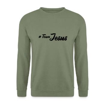L’équipe Jésus - Sweat-shirt Unisexe - vert militaire - Devant - Alina (178cm) & Michal (187cm)