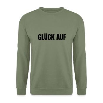 Glueck auf Hammer Erzgebirge - Unisex Pullover - Armeegrün - Vorne - Alina (178cm) & Michal (187cm)