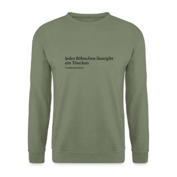 Jedes Böhnchen lässt gibt ein Tönchen - Unisex Pullover - Armeegrün - Vorne - Alina (178cm) & Michal (187cm)