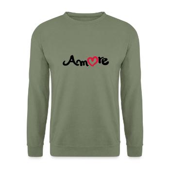 amore - Unisex Sweatshirt - army green - Front - Alina (178cm) & Michal (187cm)
