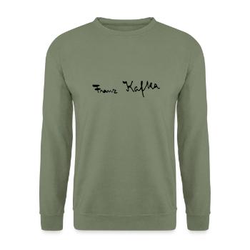 Franz Kafka - Unisex Pullover - Armeegrün - Vorne - Alina (178cm) & Michal (187cm)