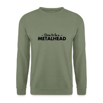 born to be a metalhead - Unisex Sweatshirt - army green - Front - Alina (178cm) & Michal (187cm)