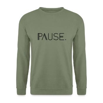 Pause. - Unisex Pullover - Armeegrün - Vorne - Alina (178cm) & Michal (187cm)