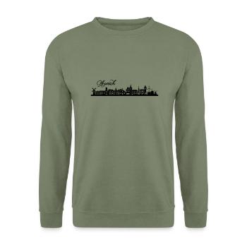 Auricher Skyline - Unisex Pullover - Armeegrün - Vorne - Alina (178cm) & Michal (187cm)