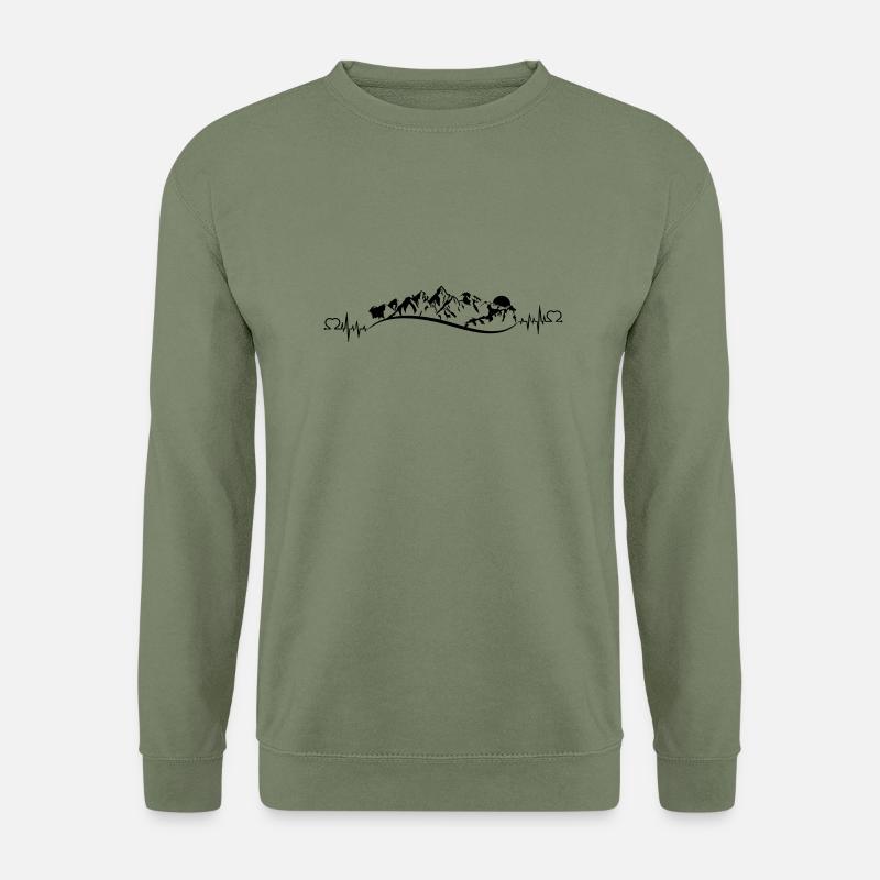HERZSCHLAG berge - Unisex Pullover - Armeegrün