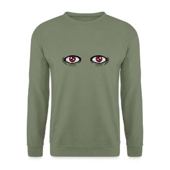 2 big eyes - Unisex Sweatshirt - army green - Front - Alina (178cm) & Michal (187cm)