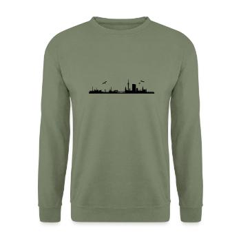 Hamburger Skyline - Unisex Pullover - Armeegrün - Vorne - Alina (178cm) & Michal (187cm)