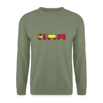 Spielzeug Zug Kind - Unisex Pullover - Armeegrün - Vorne - Alina (178cm) & Michal (187cm)