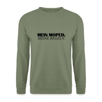 mein moped - Unisex Pullover - Armeegrün - Vorne - Alina (178cm) & Michal (187cm)