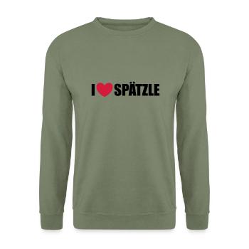 Spätzle - Unisex Pullover - Armeegrün - Vorne - Alina (178cm) & Michal (187cm)
