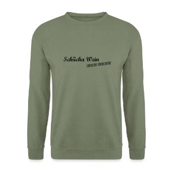 Steirisches Potenzmittel - Schilcherwein Geschenk - Unisex Pullover - Armeegrün - Vorne - Alina (178cm) & Michal (187cm)