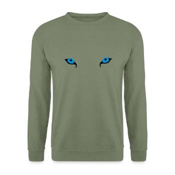 Husky - Huskyaugen - Unisex Pullover - Armeegrün - Vorne - Alina (178cm) & Michal (187cm)