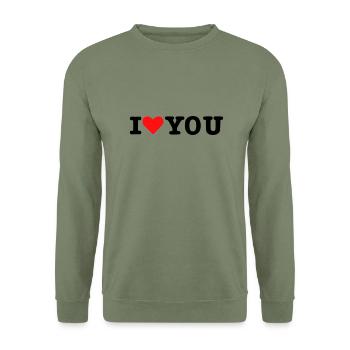 I love you - Unisex Sweatshirt - army green - Front - Alina (178cm) & Michal (187cm)