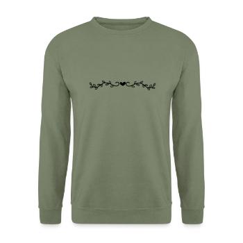 Valentine's Day, Monogram, Hearts, Love, Romance - Sweat-shirt Unisexe - vert militaire - Devant - Alina (178cm) & Michal (187cm)