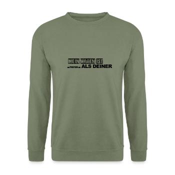 mein Wagen ist tiefer als deiner /Auto Design - Unisex Pullover - Armeegrün - Vorne - Alina (178cm) & Michal (187cm)