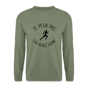 Je peux pas j'ai Athlétisme - Sweat-shirt Unisexe - vert militaire - Devant - Alina (178cm) & Michal (187cm)