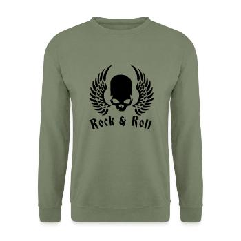 rockwing_skull_1c - Unisex Sweatshirt - army green - Front - Alina (178cm) & Michal (187cm)