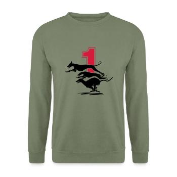 NR. 1 - Unisex Sweatshirt - army green - Front - Alina (178cm) & Michal (187cm)
