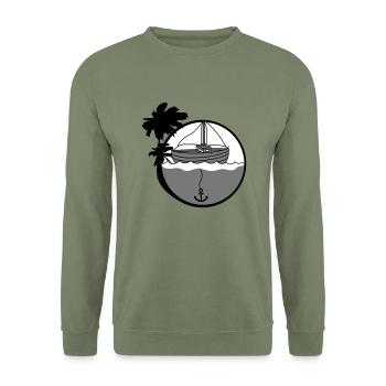 island holiday palm trees anchored anchor throw park b - Unisex Sweatshirt - army green - Front - Alina (178cm) & Michal (187cm)