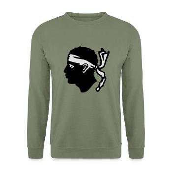 Corse Drapeau - Sweat-shirt Unisexe - vert militaire - Devant - Alina (178cm) & Michal (187cm)