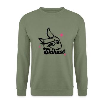 skihase_candi_2c - Unisex Pullover - Armeegrün - Vorne - Alina (178cm) & Michal (187cm)