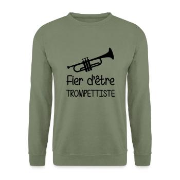 Trompettiste / Trompette / Musique / Jazz / Music - Unisex Sweatshirt - army green - Front - Alina (178cm) & Michal (187cm)