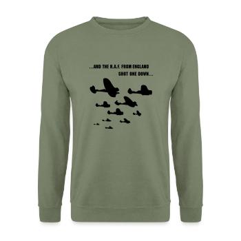 "...and the R.A.F. from England shot one down..." - Unisex Sweatshirt - army green - Front - Alina (178cm) & Michal (187cm)