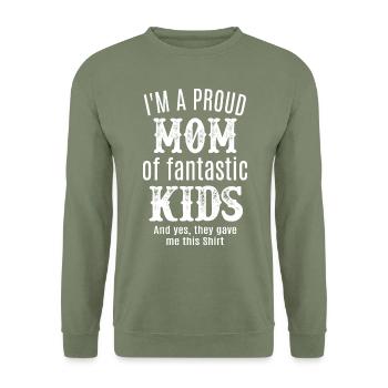 Meilleure mère Fier fils Fille Fils Filles Maman - Sweat-shirt Unisexe - vert militaire - Devant - Alina (178cm) & Michal (187cm)