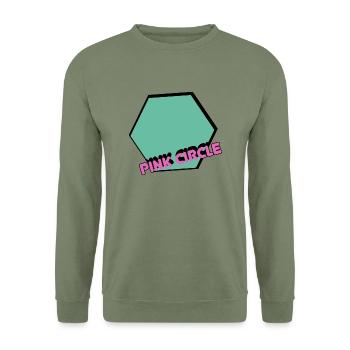 Vintage Sechseck mit Text - Unisex Pullover - Armeegrün - Vorne - Alina (178cm) & Michal (187cm)