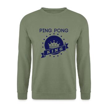 ping pong king - Unisex Pullover - Armeegrün - Vorne - Alina (178cm) & Michal (187cm)