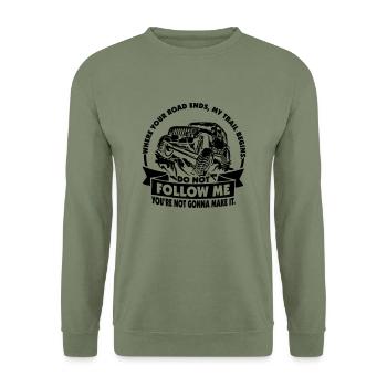 Jeep - do not follow me - Unisex Pullover - Armeegrün - Vorne - Alina (178cm) & Michal (187cm)
