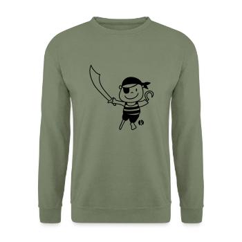 Pirat - Pirate - Sweat-shirt Unisexe - vert militaire - Devant - Alina (178cm) & Michal (187cm)