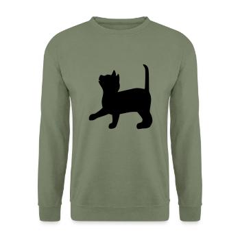 cat4 - Sweat-shirt Unisexe - vert militaire - Devant - Alina (178cm) & Michal (187cm)
