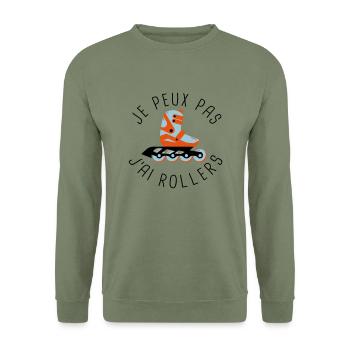 je peux pas j'ai rollers - Sweat-shirt Unisexe - vert militaire - Devant - Alina (178cm) & Michal (187cm)