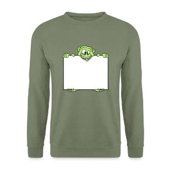 shield monster hold text box write blank fl - Unisex Sweatshirt - army green - Front - Alina (178cm) & Michal (187cm)