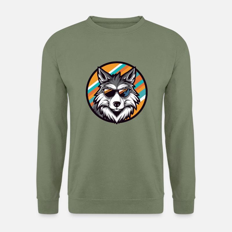 Wolf Comic Cool - Unisex Pullover - Armeegrün