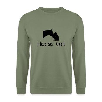 Für alle Pferde-Liebhaberin / Reiterin - Unisex Pullover - Armeegrün - Vorne - Alina (178cm) & Michal (187cm)