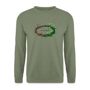 ✝️ Resurrection Hope Crown of Thorns ✝️ - Unisex Sweatshirt - army green - Front - Alina (178cm) & Michal (187cm)