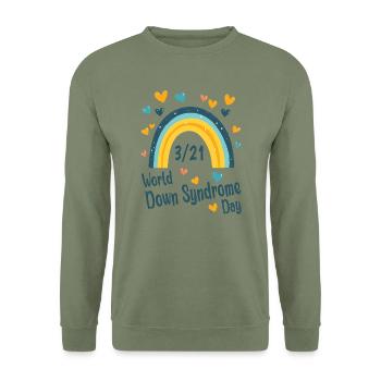 World Down Syndrome Day - Trisonomy 21 - Unisex Sweatshirt - army green - Front - Alina (178cm) & Michal (187cm)