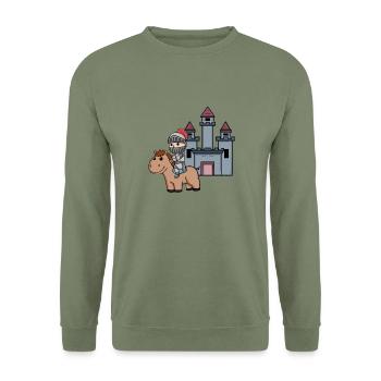 Médiévale Chevalier Château Guerrier - Sweat-shirt Unisexe - vert militaire - Devant - Alina (178cm) & Michal (187cm)