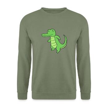 Krokodil - Unisex Pullover - Armeegrün - Vorne - Alina (178cm) & Michal (187cm)