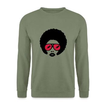 afro girl 2farbig - Unisex Sweatshirt - army green - Front - Alina (178cm) & Michal (187cm)