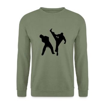 Axe Kick - Unisex Sweatshirt - army green - Front - Alina (178cm) & Michal (187cm)