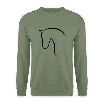 horse - Unisex Sweatshirt - army green - Front - Alina (178cm) & Michal (187cm)