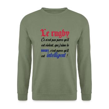 intelligent - Sweat-shirt Unisexe - vert militaire - Devant - Alina (178cm) & Michal (187cm)
