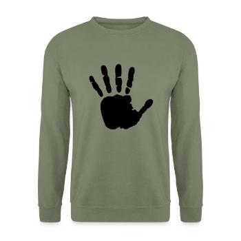 Hand - Unisex Sweatshirt - army green - Front - Alina (178cm) & Michal (187cm)