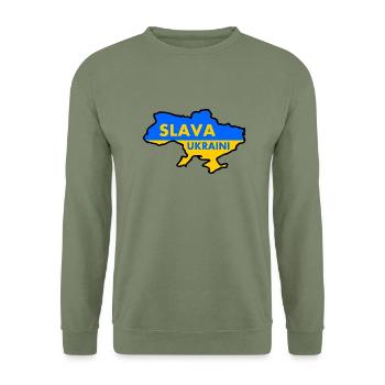Slava ukraini - Unisex Sweatshirt - army green - Front - Alina (178cm) & Michal (187cm)