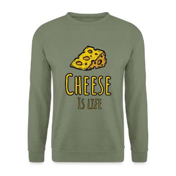 Cheese is life | Funny Gift For Cheese lovers - Unisex Sweatshirt - army green - Front - Alina (178cm) & Michal (187cm)